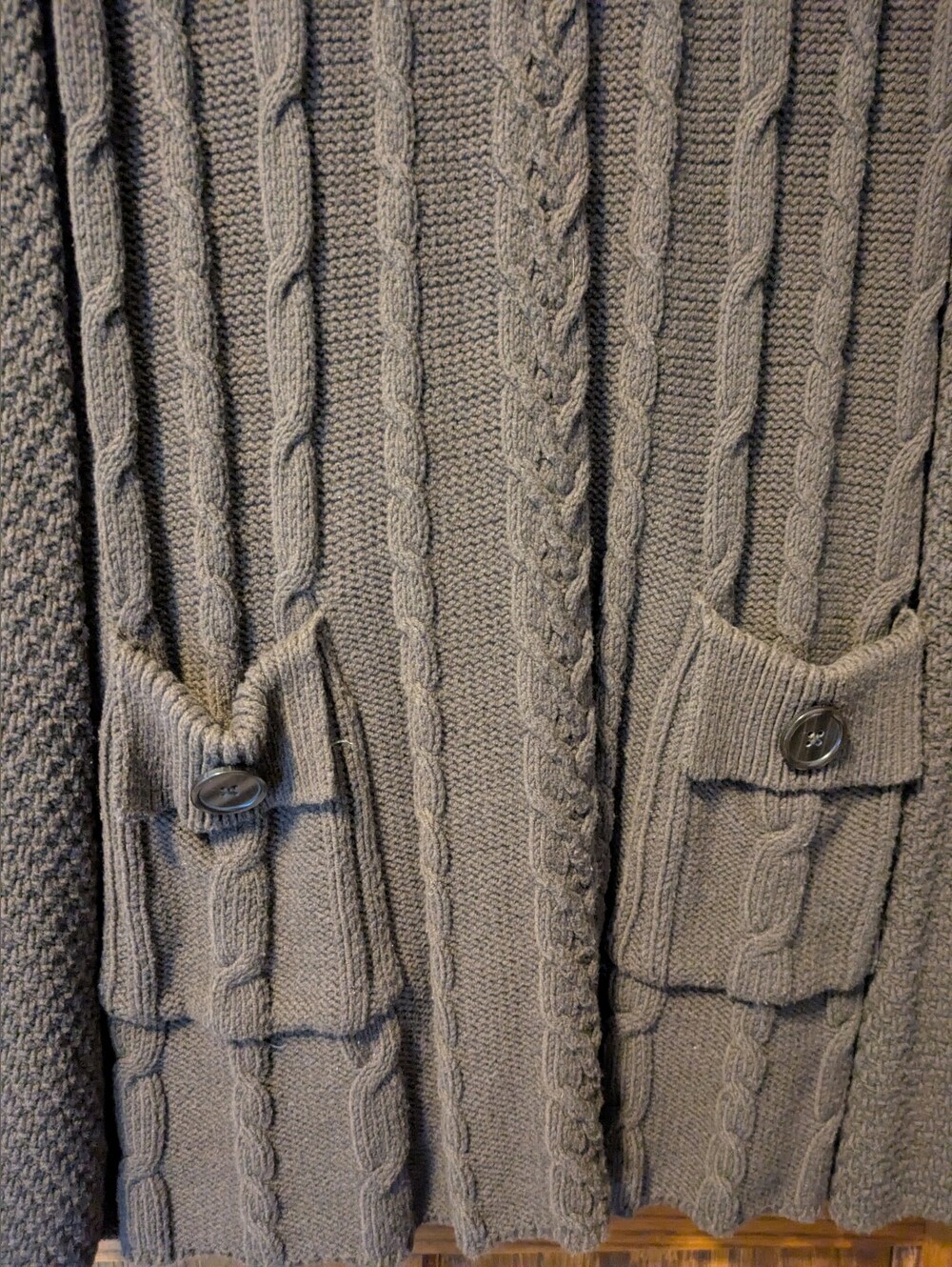 Chocolate Brown Cable Knit Short Sleeve Sweater Dress By Fashion Bug - Size XL - Picture 3 of 6